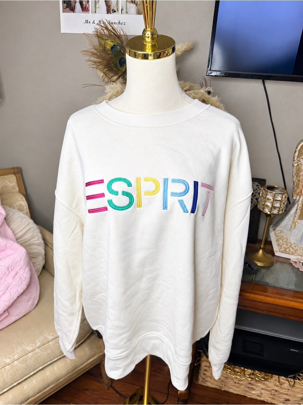ESPRIT Oversized   Embroidered Logo Crewneck Sweatshirt 80’s 90’s “Retro” Viral